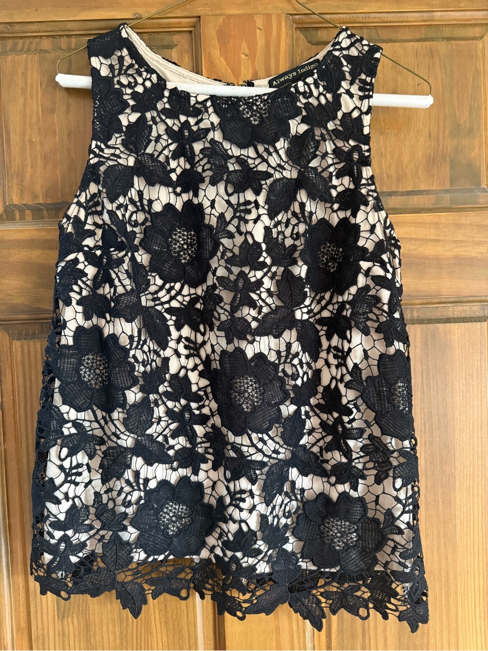 Black Floral Lace Overlay Camisole with Nude Lining